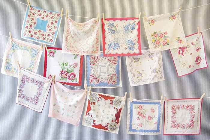 vintage wedding napkins hankies floral