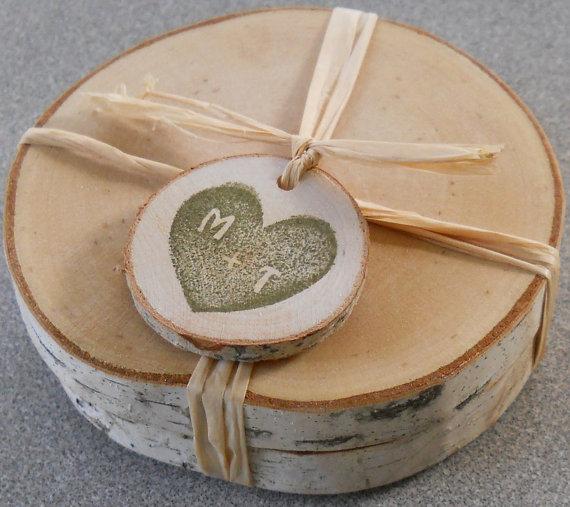 wood coaster wedding favor