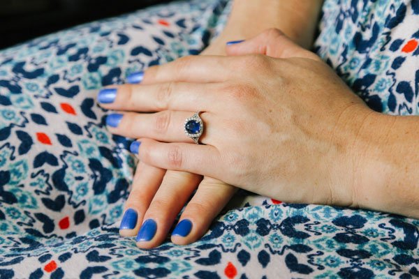 blue engagement ring