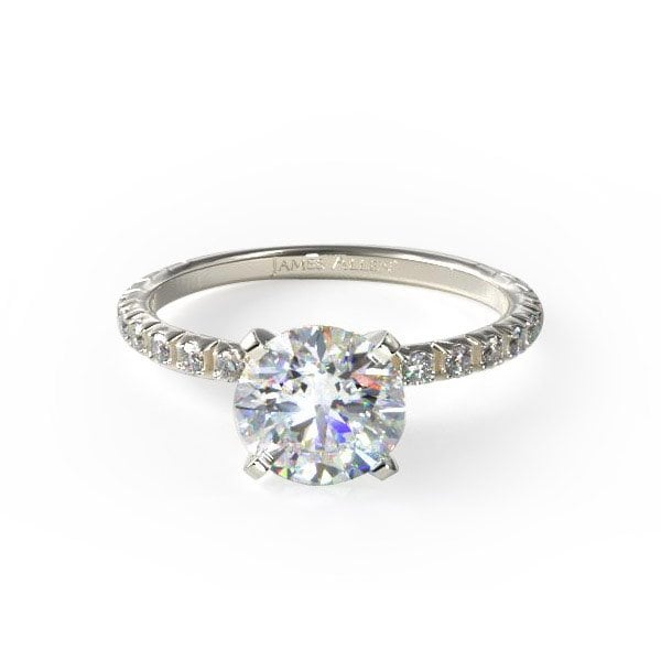 14k white gold thin french-cut pave set diamond engagement ring, Style #17158W14. $575 for setting