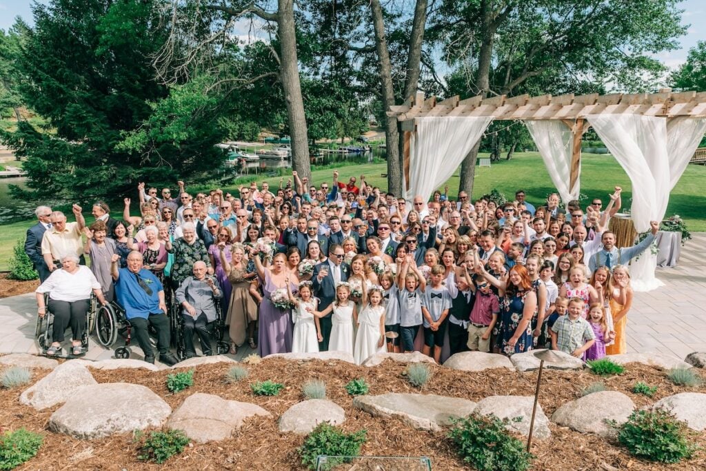 wedding guests outside