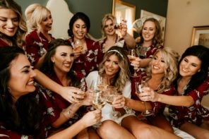 getting ready bridesmaids and bride bridal suite
