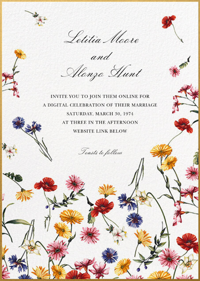 Wildflower wedding invitation from Paperless Post in a botanical designer style