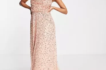 Asos Sequin Dress Maxi Peach