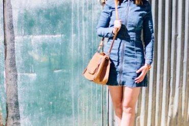 Denim Dress Brown Boots