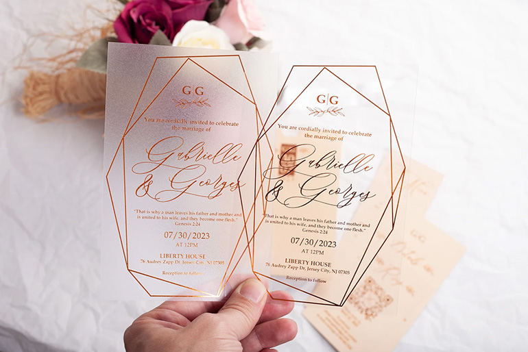 Etsy Wedding Invitation Rose Gold Foil
