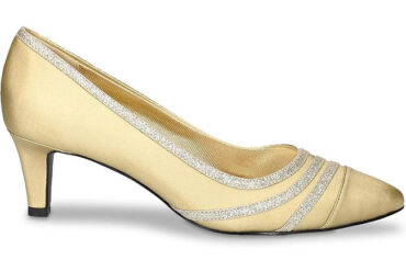 Easy Street Gold Satin Nobel Pump