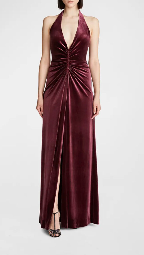 Halston Rebecca Velvet Bridesmaid Dress