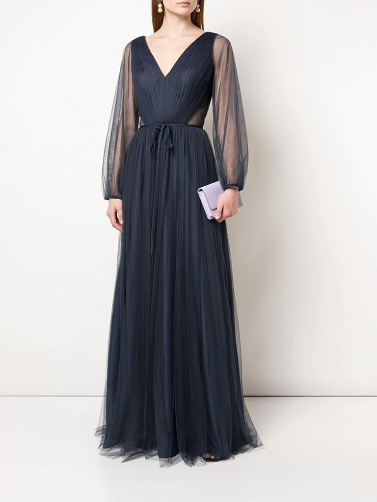 Marchesa Notte Sheer Sleeved Bridesmaid Dress