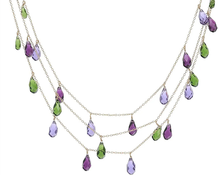 3 Row Briolette Collar Necklace