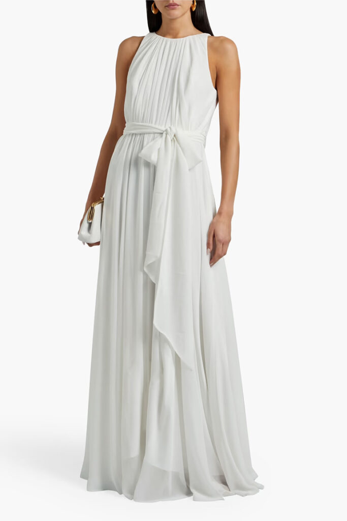 Belted Chiffon Maxi Dress