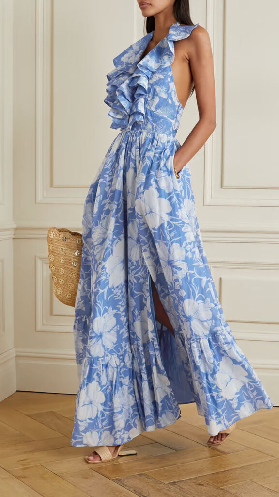 Blue Floral Bridesmaid Dress