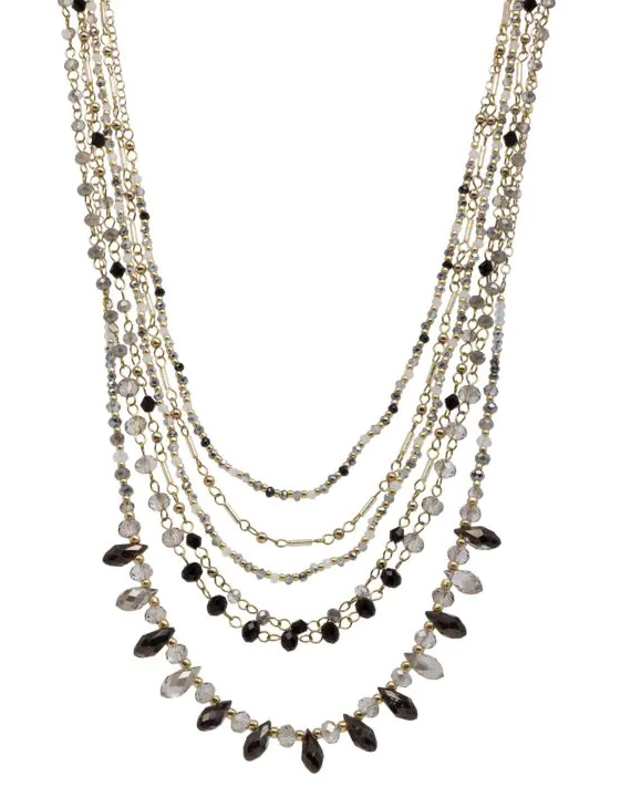 Crystal Multi Row Statement Necklace
