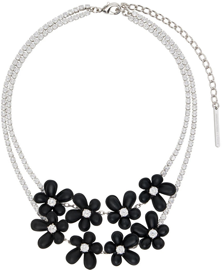 Double Flower Necklace Black