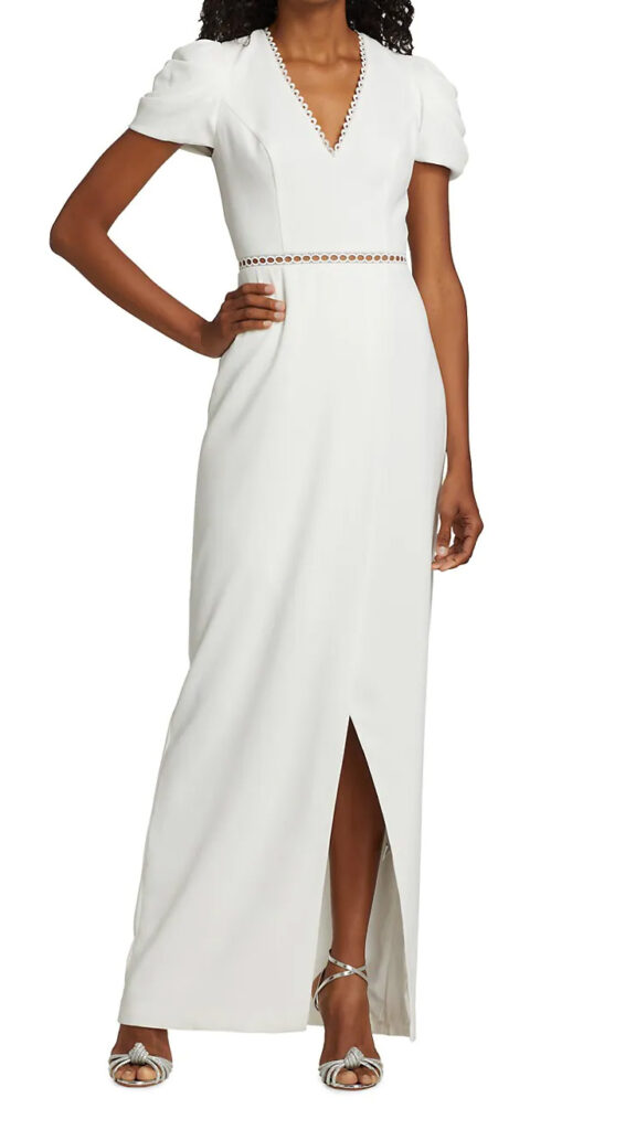 Draped Sleeve Long Wedding Dress
