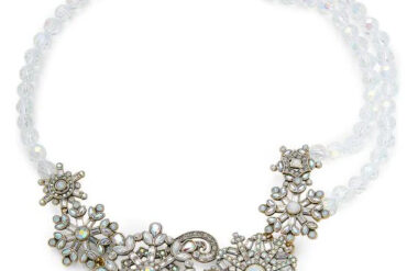 Goldtone Crystal and Glass Statement Necklace