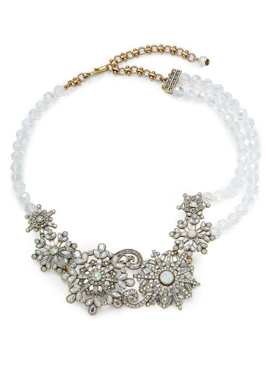 Goldtone Crystal and Glass Statement Necklace
