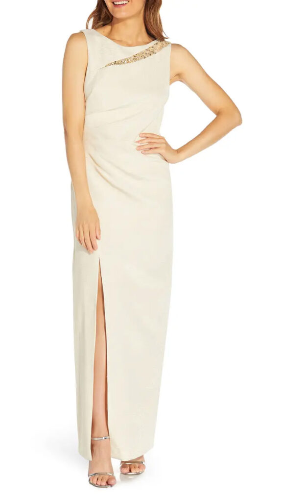 Inset Jersey Column Gown