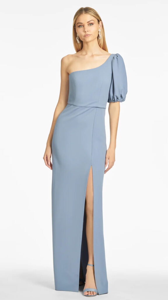 slate blue bridesmaid dresses with sleeves Long Bridesmaids Formal Chiffon Dress main image 0