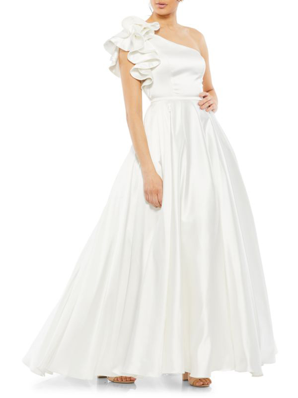 One Shoulder A Line Gown