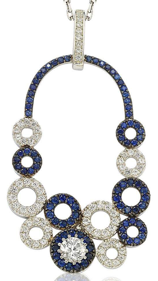 Silver and Blue Pendant Statement Necklace