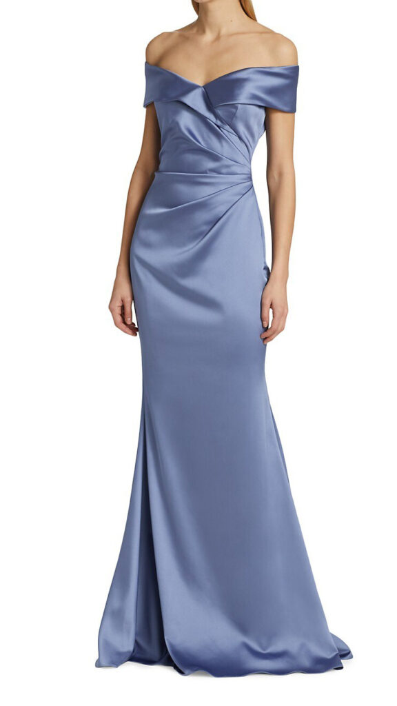 Teri Jon Slate Blue Bridesmaid Dress