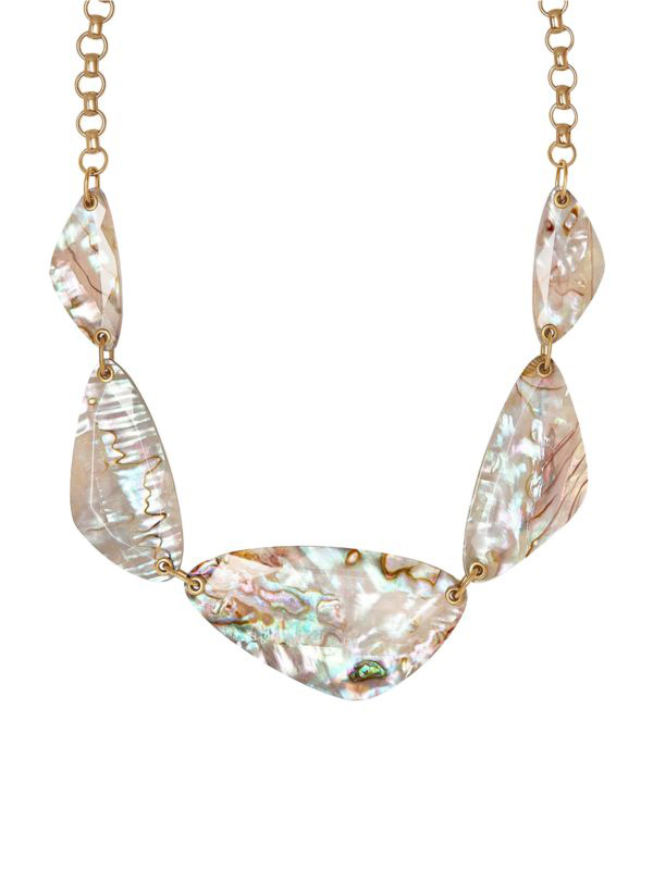 Yellow Gold Plated Shell Statement Necklace