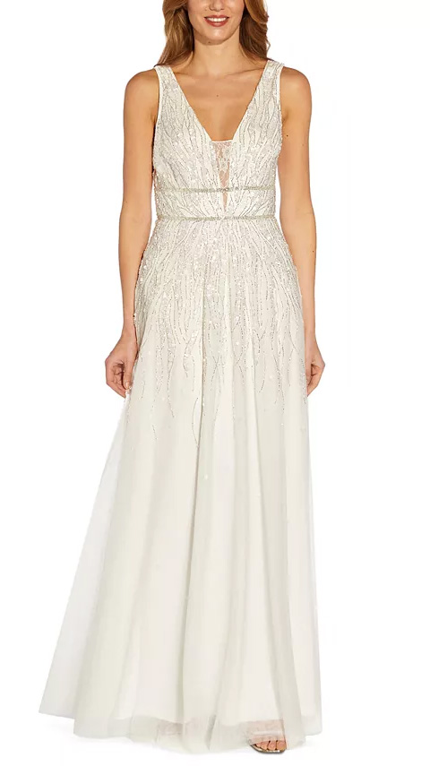 Adrianna Papell Lace Tulle Gown