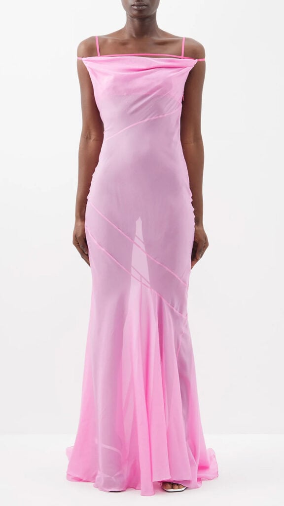 Pink Silk Chiffon Bridesmaid Dress