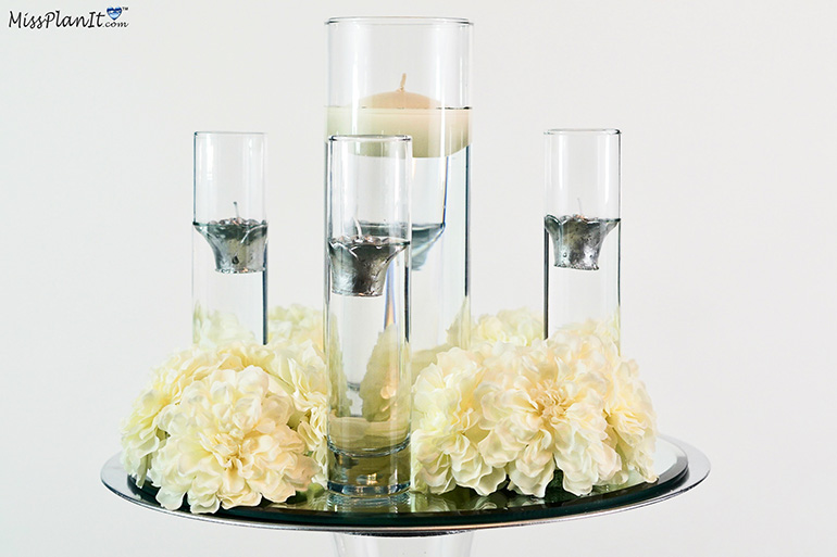 Candle Wedding Centerpieces With White Flowers