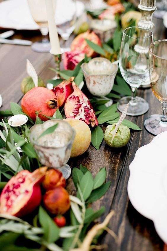 Fruit Wedding Centerpieces Green Leaves