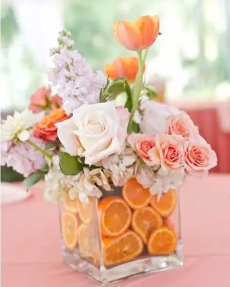 Fruit Wedding Centerpieces Oranges and Flowers