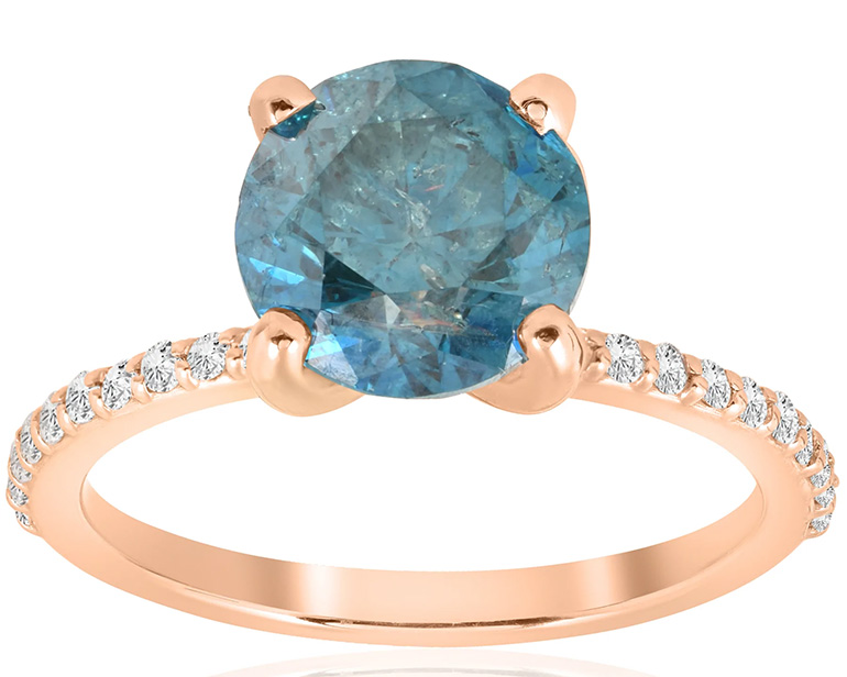 Rose Gold Engagement Rings Blue diamond