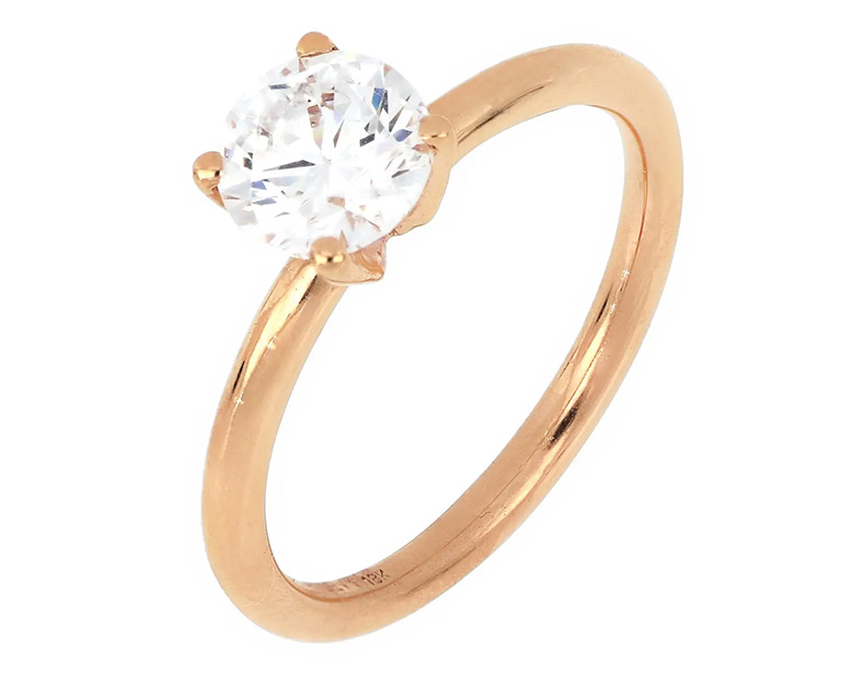 Rose Gold Engagement Rings Thin Shank Solitaire