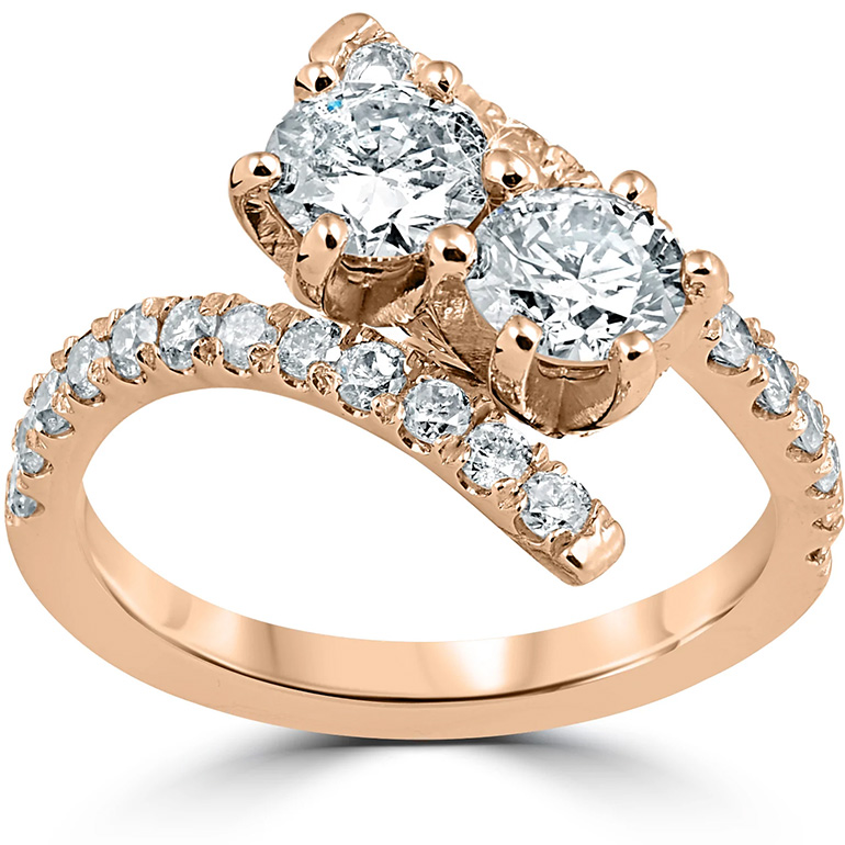 Rose Gold Engagement Rings Two Stones