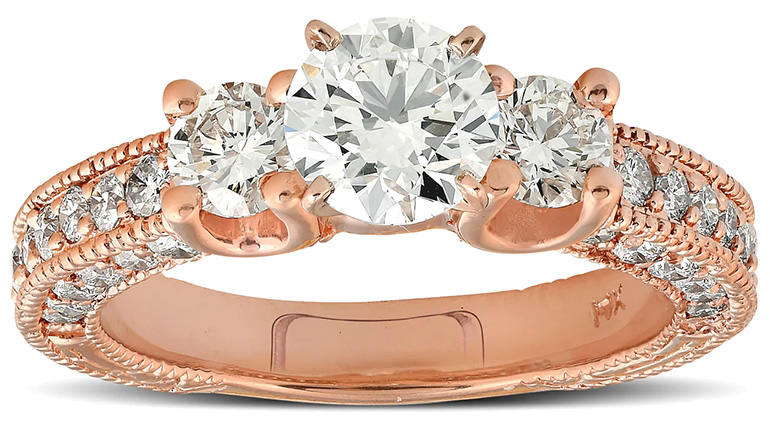 Rose Gold Engagemnet Rings Thre Stones Vintage