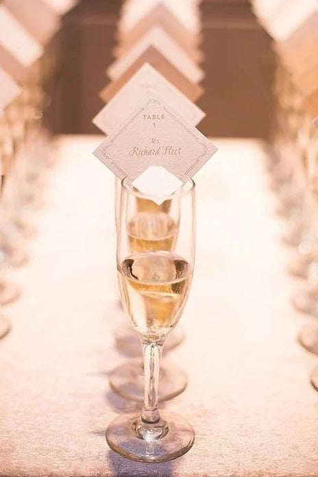 Wedding Place Cards Champagne Glass