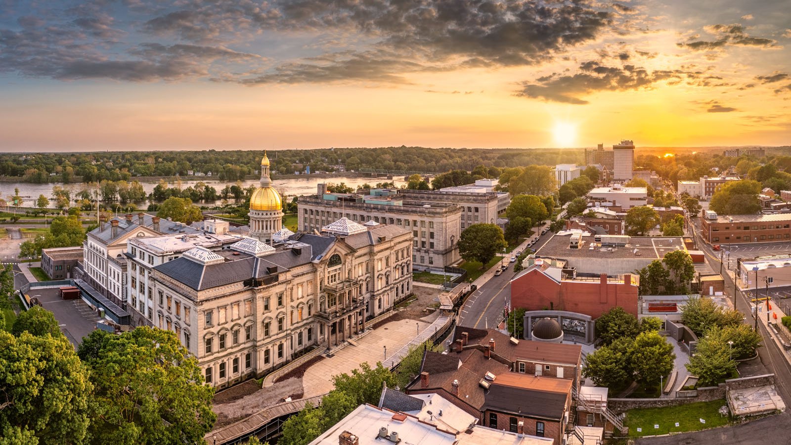 Aerial panorama of Trenton New Jersey