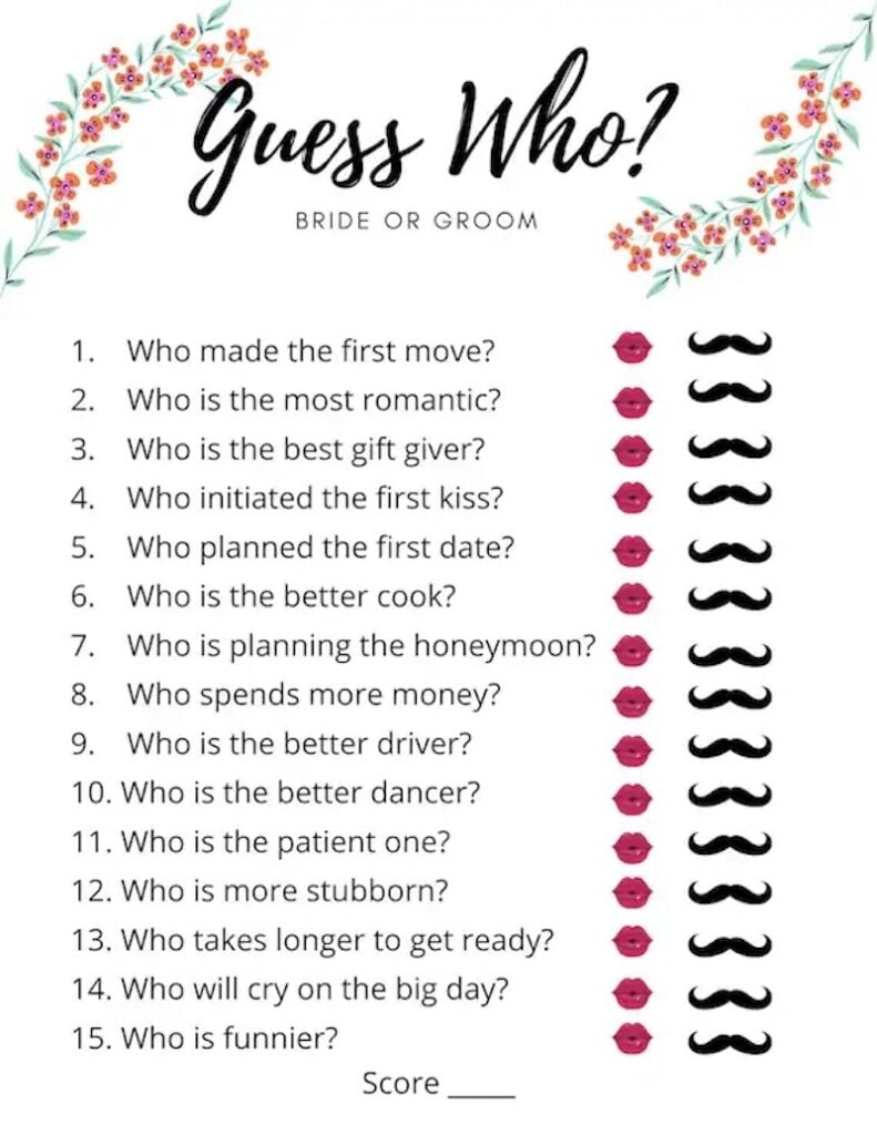 bridal shower games