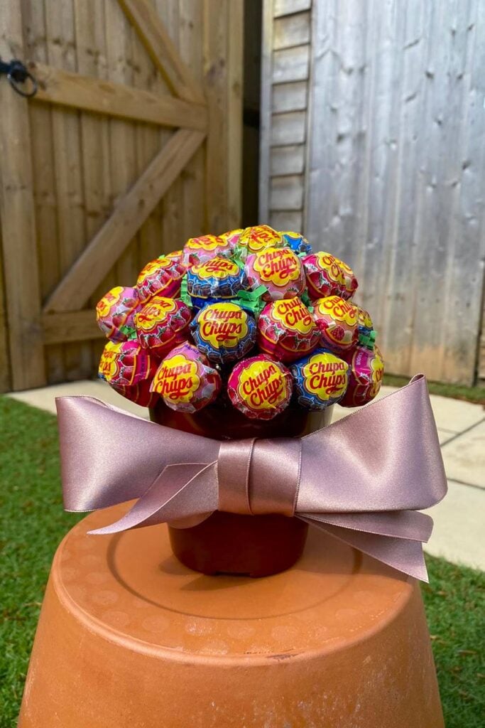 Chupa Chups candy bouquet wedding centerpiece.