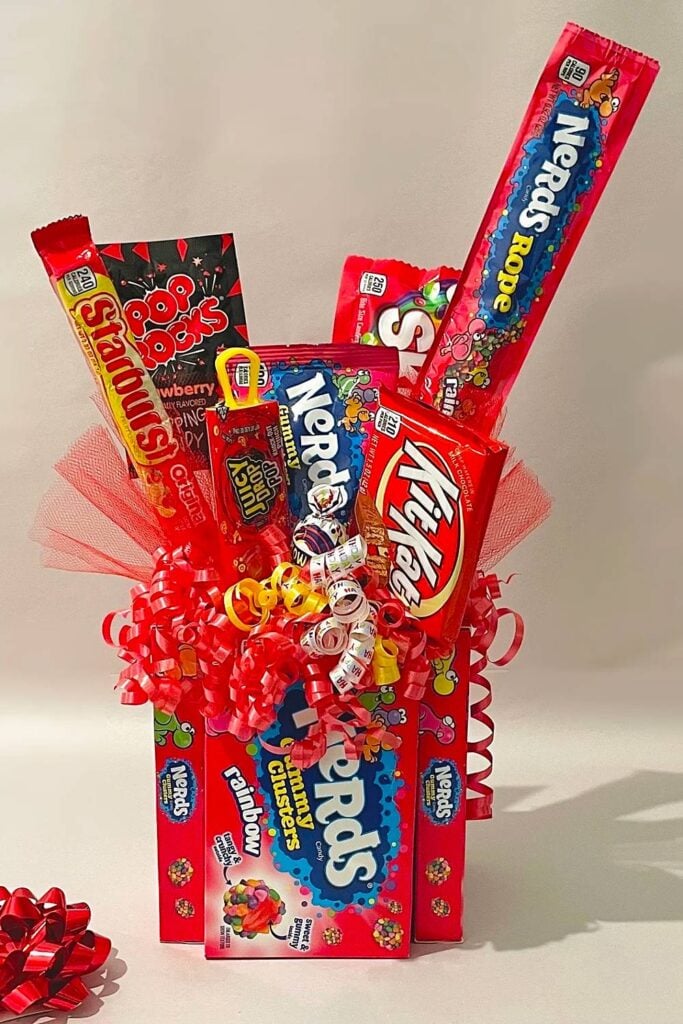 Nerds candy bouquet with bright candy mix.