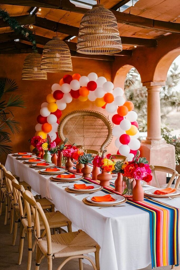 Mexican fiesta bridal shower with colorful table décor.