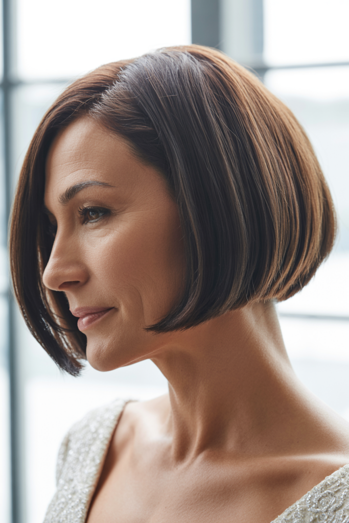 Polished Bob with a Deep Side Part