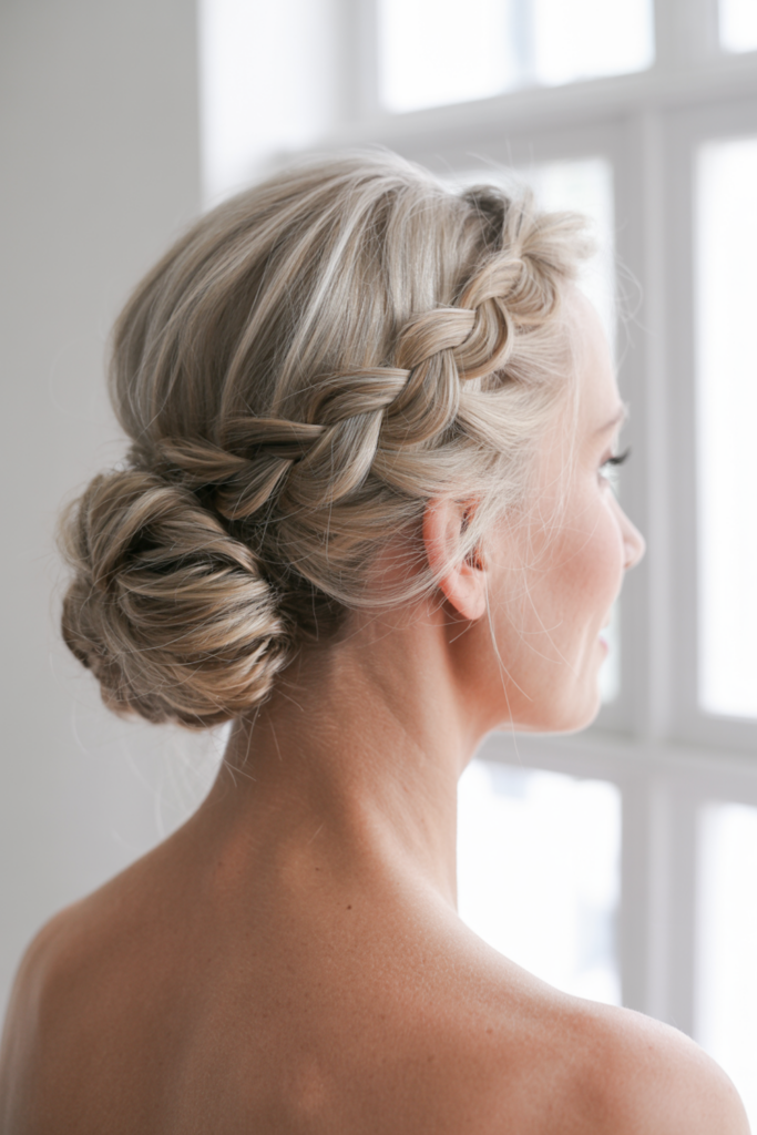 Side Braid into a Low Chignon