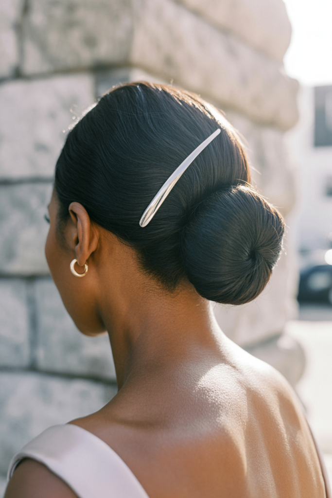 Low Bun + Slim Barrette