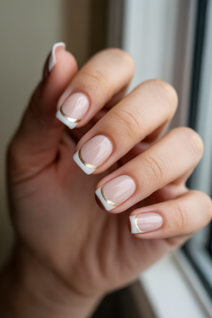 French Tips With a Metallic Pinstripe