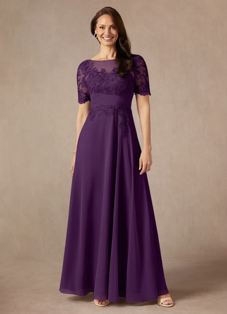 slim fit dress slacks Zapaka Women Pine Midi Mother of The Bride Dress V Neck Chiffon Half Sleeve Semi-Formal Dress with Lace, Pine / US12