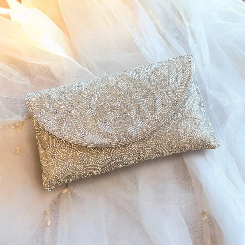 white pearl clutch