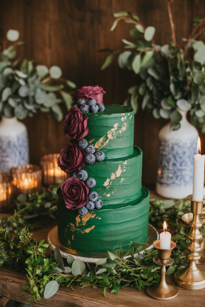 spring-wedding-cakes012 Bold Jewel-Tone and Metallic Cake