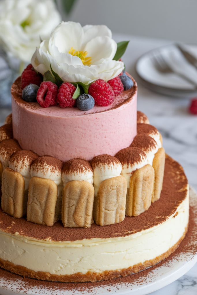 spring-wedding-cakes014 Dessert Tower: Cheesecake or Tiramisu